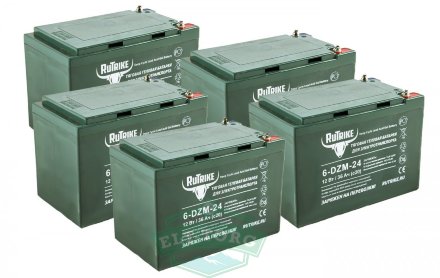 Комплект тяговых гелевых аккумуляторов RuTrike 6-DZM-24 (60V24A/H C2)