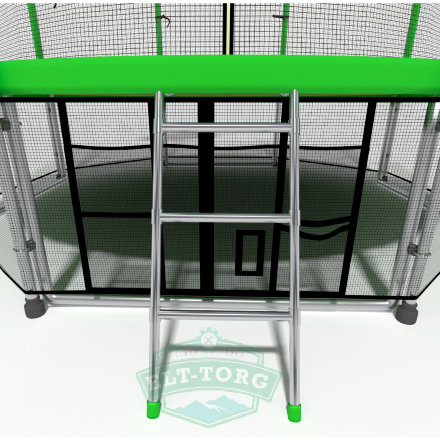 Батут i-JUMP BASKET 8ft 2.44м с нижней сетью и лестницей (green)