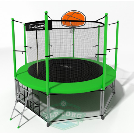 Батут i-JUMP BASKET 14ft 4,27м с нижней сетью и лестницей (green) Батут i-JUMP BASKET 14ft 4,27м с нижней сетью и лестницей (green)