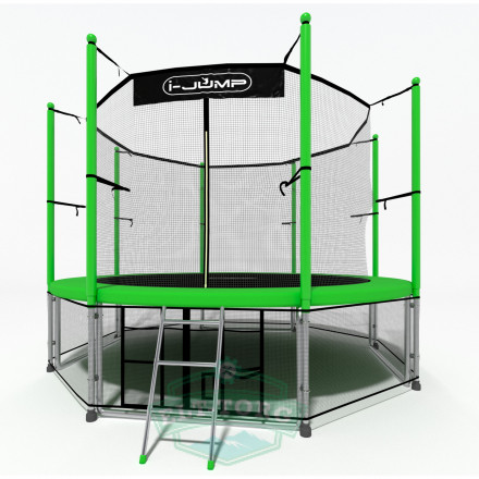 Батут i-JUMP CLASSIC 14ft 4,27м с нижней сетью и лестницей (green) Батут i-JUMP CLASSIC 14ft 4,27м с нижней сетью и лестницей (green)