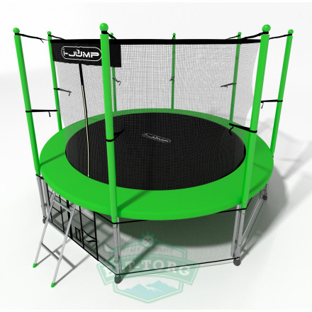 Батут i-JUMP CLASSIC 16ft 4,88м с нижней сетью и лестницей (green)