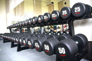Набор обрезиненных гантелей Aerofit 40-50 кг, 5 пар, шаг 2,5 кг