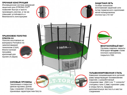 Батут UNIX line 6 ft inside (green) Батут UNIX line 6 ft inside (green)